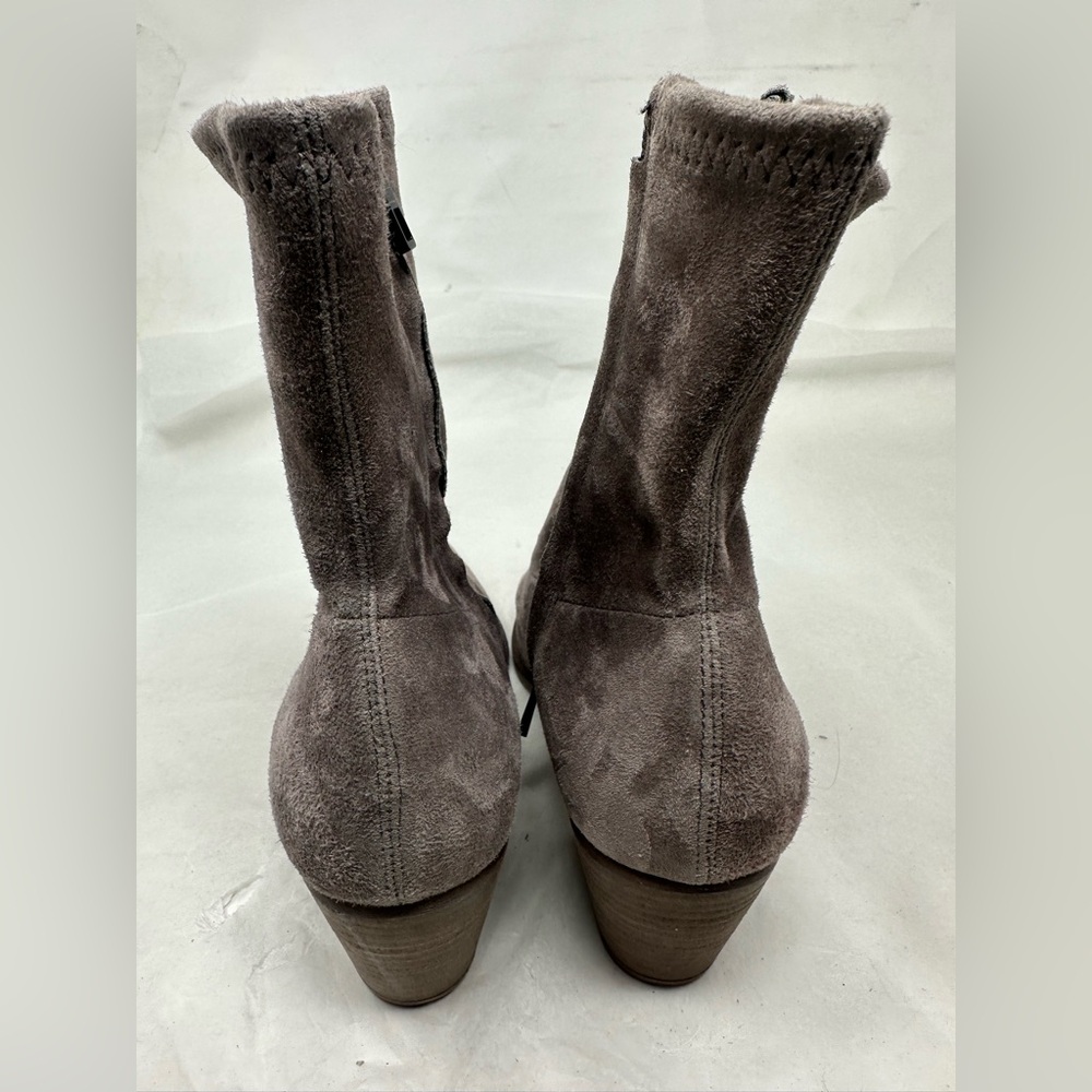 Vince Taupe Suede Heeled Boots Size 7 - Picture 9 of 11
